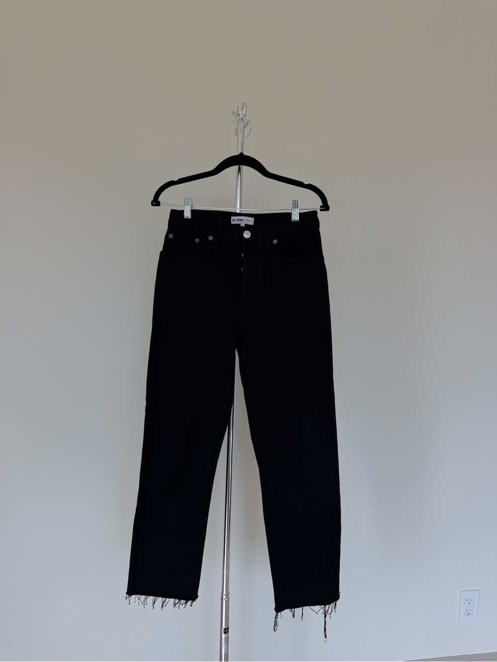 Re/Done Black Ankle-Crop High-Rise Jeans